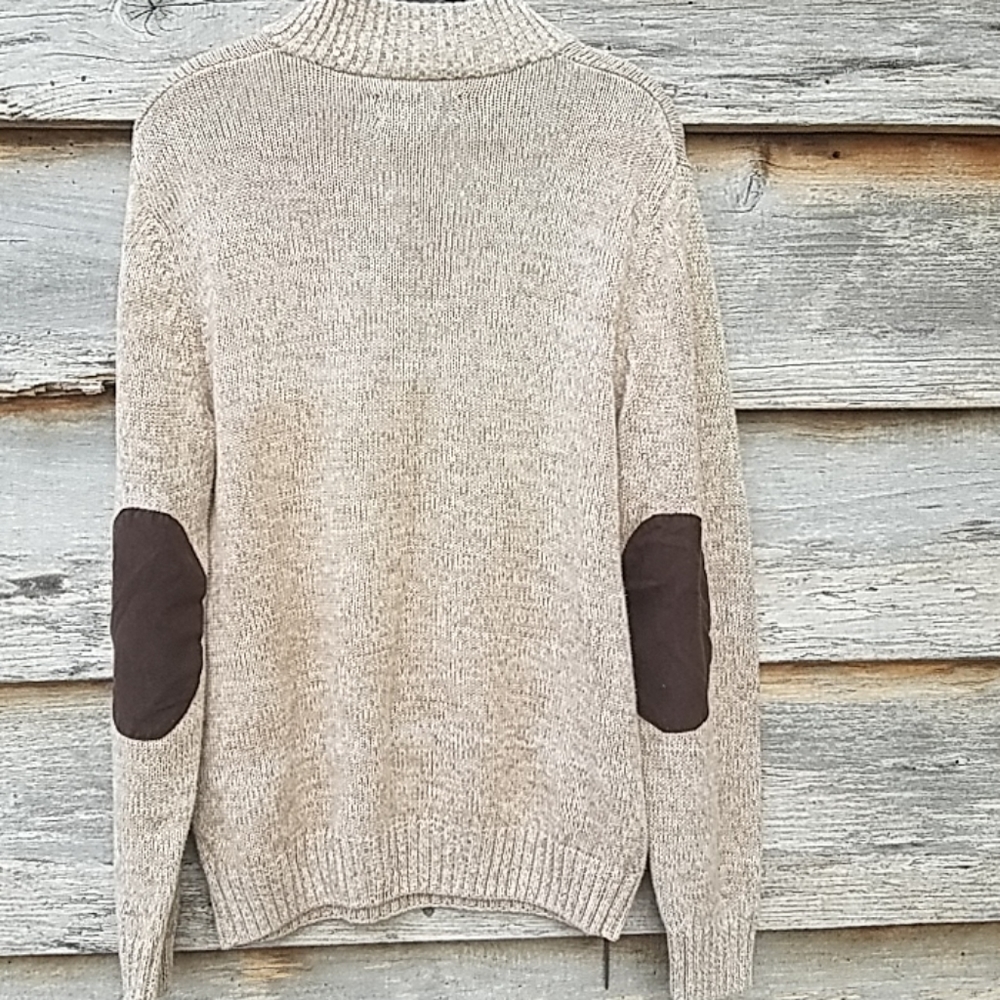 SOLD EBAYChaps Sweater Tan Men Small Elbow Patches - Picture 2 of 7